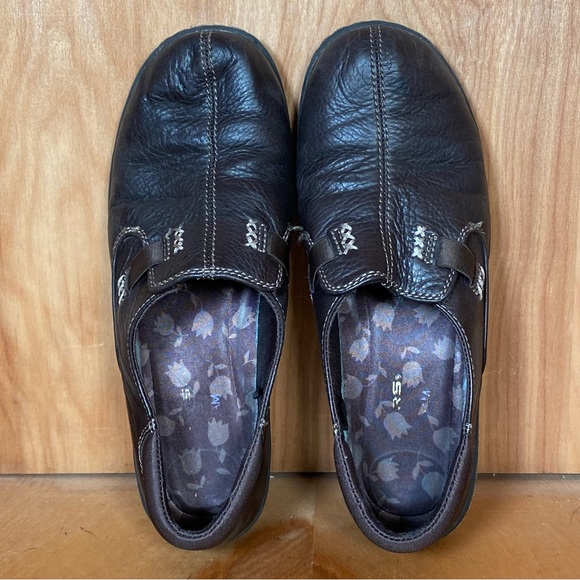 Womens 7.5 Skechers Slip On Loafers Brown Leather TSS0041 - Picture 5 of 8